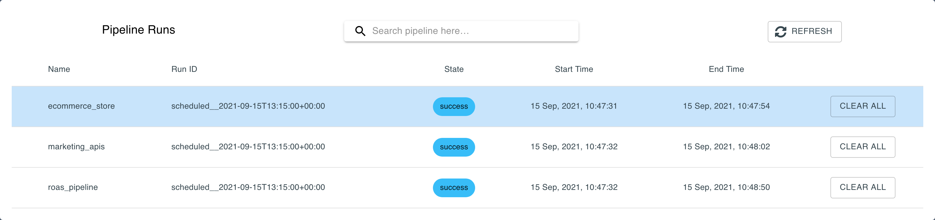 Pipeline Runs Example